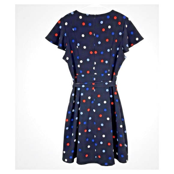 Lane Bryant Plus Size Polka Dot Black Dress Tie Waist - Picture 5 of 12